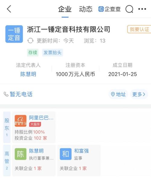 阿里進軍資產評估領域，成立浙江一錘定音科技公司布局咨詢策劃服務